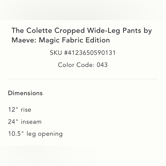 Anthropologie The Colette Cropped Wide-Leg Pants:Magic Fabric Sz 28 NWT READ - Picture 5 of 15